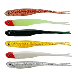 Señuelo suave con cola de horquilla, cebo para pesca abierta en el vientre, señuelos artificiales de 13cm/8,4g, lote de 4 piezas en oferta