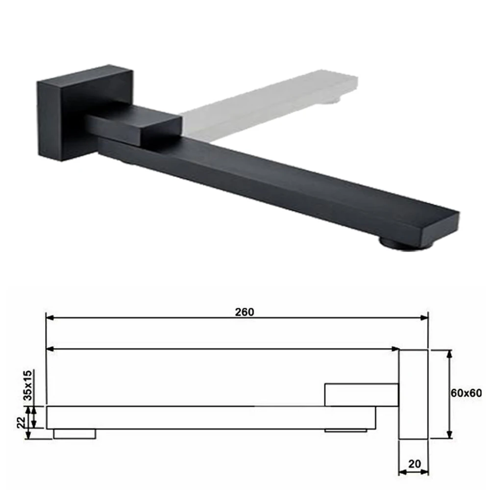 Imagem -03 - Latão Giratória Chrome Preto Fixado na Parede Torneira Misturadora Banheira Bico Chuveiro 180 °