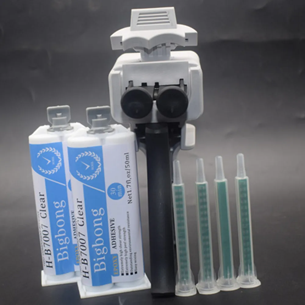 2 Stück 50ml Epoxidharz-Klebstoffe 1:1 AB & 4 Stück Statische Mischdüsen & 50ml Manuelle Kartuschenpistolen 1:1 Klebepistolen-Werkzeugset – Detail 3