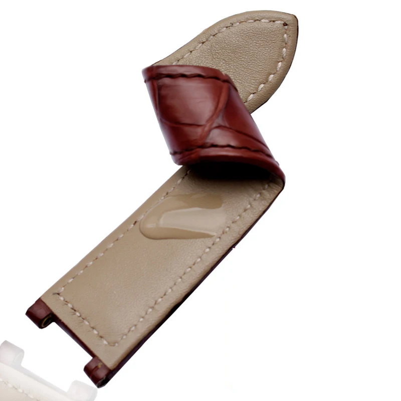 Crocodile leather watch strap Concave Mouth 18 20mm Brown/Black Calfskin Strap with Folding buckle For Cartier PASHA Watch