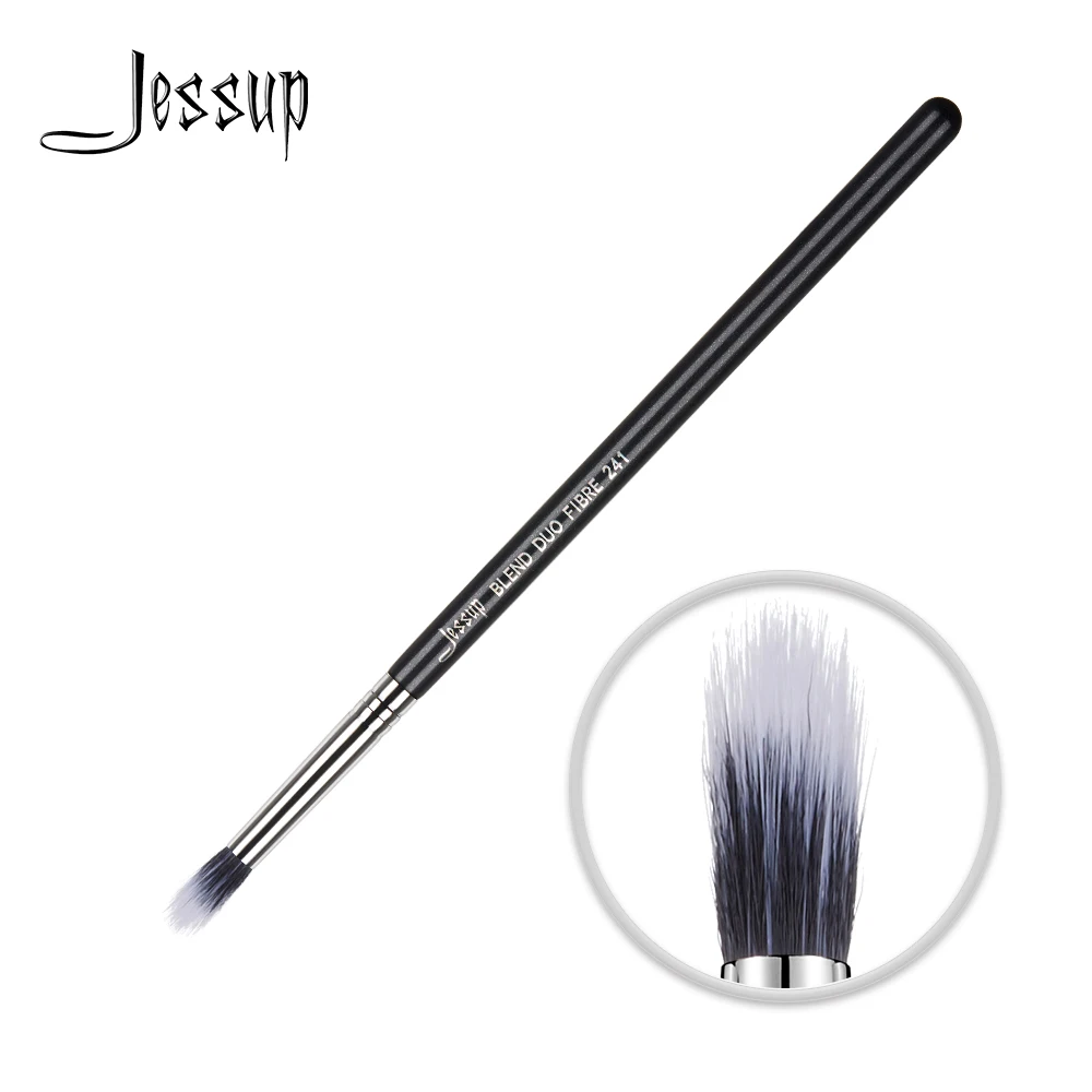 Jessup Makeup brush BLEND DUO FIBRE Eye Cosmetic Tool Single High Quality Professional Wholesale Fiber Hair Black-Silver 1pc 241