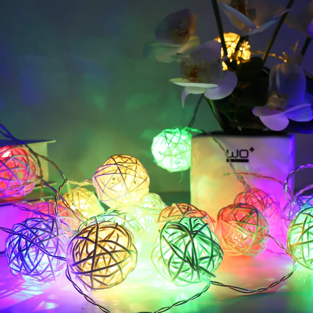 220V Led Lamps Decoration 6 M 40 Led 3cm Rattan Ball String Lamps Fairy Lamps LED Garlad Home Pop Year Christmas Decorations