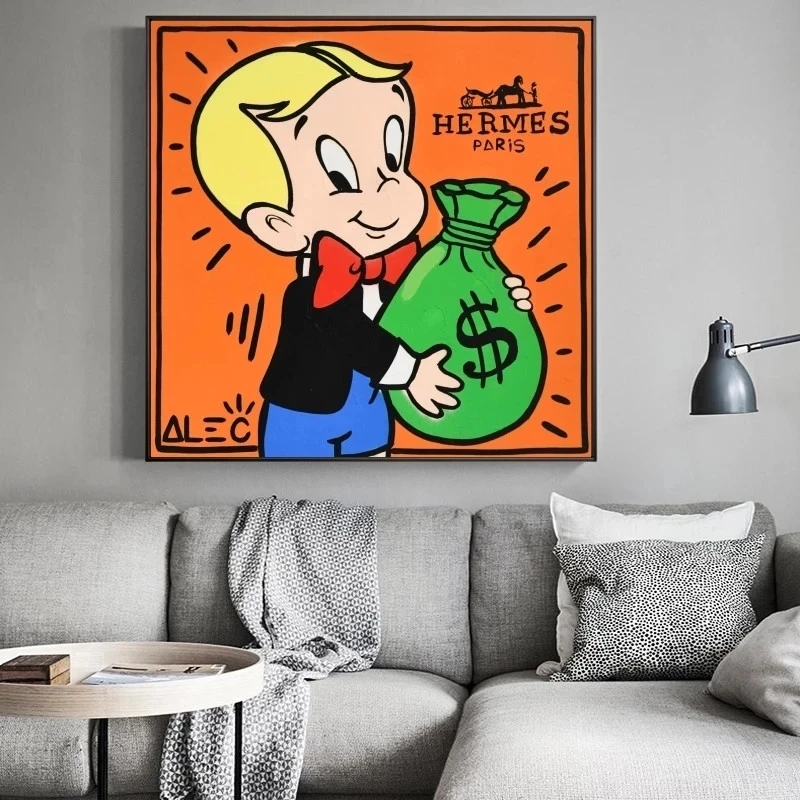 

Alec Monopoly Rich Money Man Canvas Painting on the Wall Art Posters and Prints Graffiti Art Wall Pictures Home Decor Cuadros