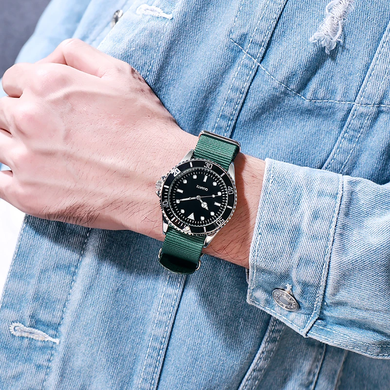 Diver Style Watch with Japan Movement and Rotating Bezel