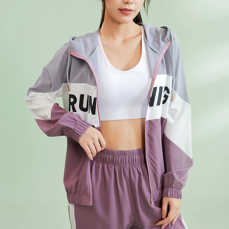 Thin Running Jacket Women Hoodie Sports Yoga Shirts Zipper Fitness Gym Tops Long Sleeves Sportswear Stretch Loose Fit Jackets