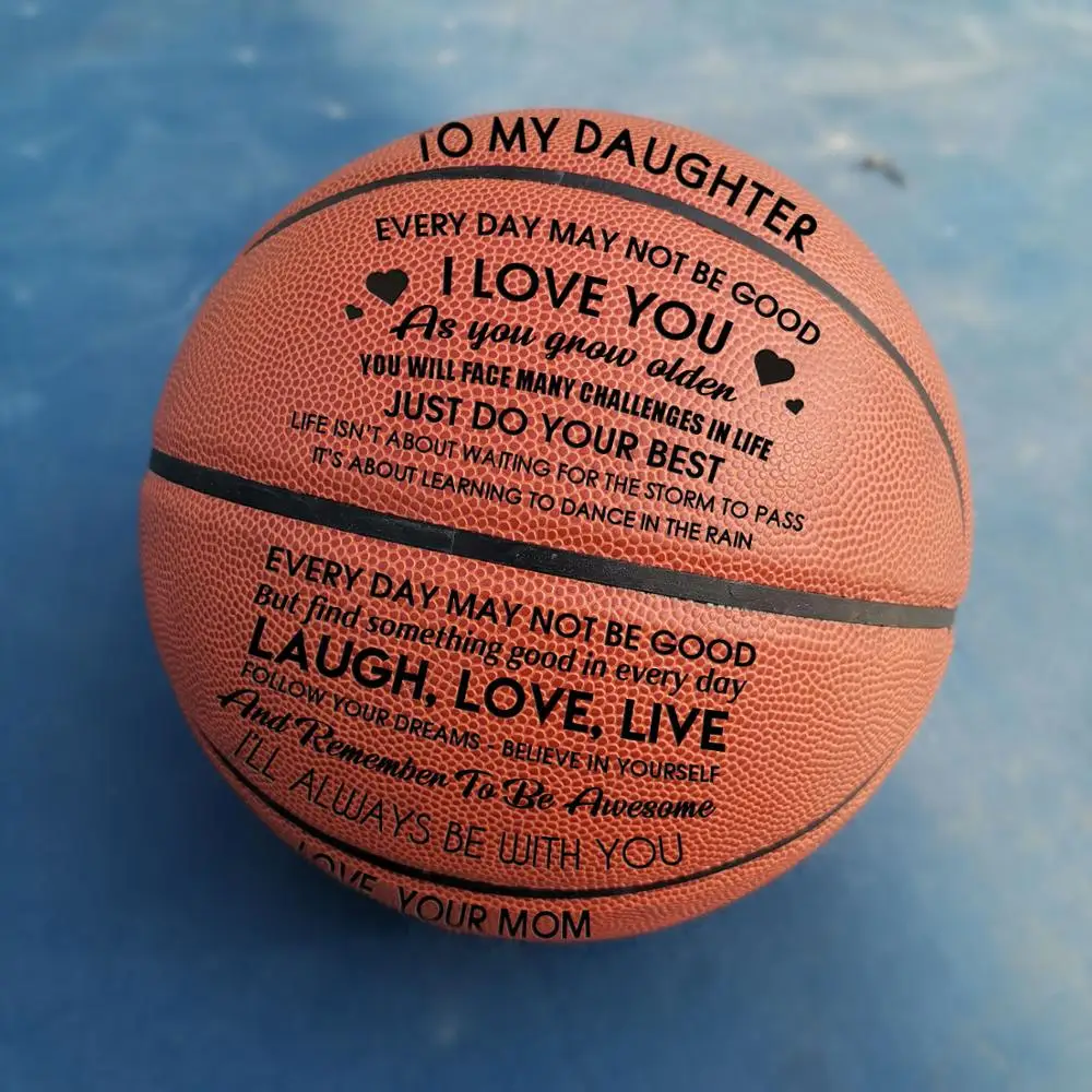 Mom To My Daughter You Basketball Wholesale or retail  Cheap Basketball Ball Official Size7 Basketball With Net Bag+ Needle