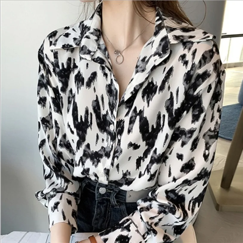 Vintage Blouses For Women New Lapel Loose Shirts Spring Autumn Single Breasted Loose Chic Tops