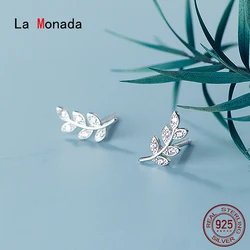La Monada Fashion Womens Earrings Silver 925 Ear Piercing 925 Silver Earrings For Women Leaf Leaves Silver Stud Earrings Small