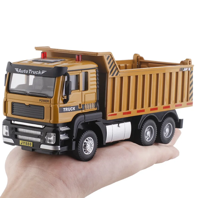 High simulation alloy pull back dump truck model,1:50 dump truck toy,simulated sound and light,free shipping