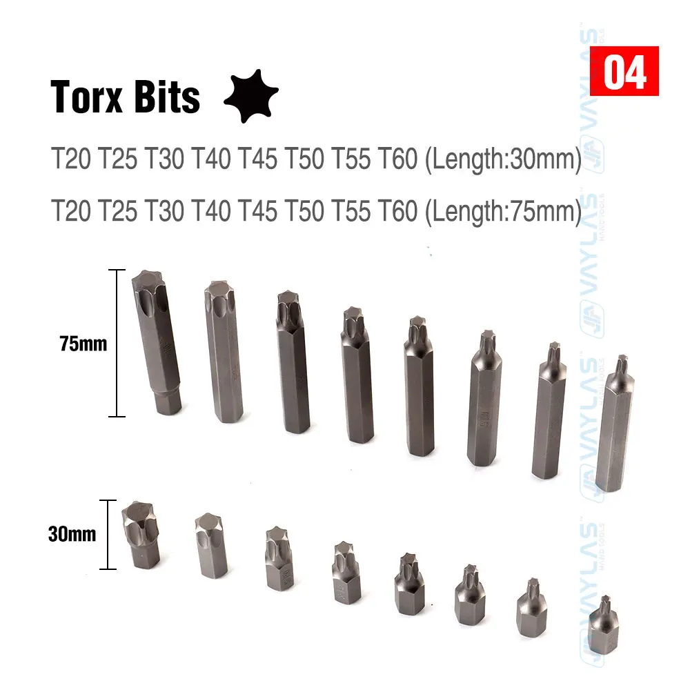 75 sztuk 30 i 75mm wiertło do wkrętarki bity głowica cylindra bity dodecongonalne bity sześciokątne Torx bity Torx bity z środkowymi otworami gniazda