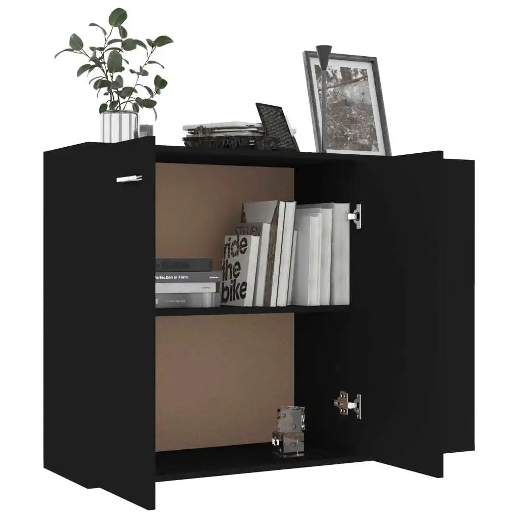 Rectangular Hair Salon Cabinet with 2 Door 3 Drawer 41.3x11.8x29.5 Inch Sideboard Black Chipboard Storage Cabinet[US-W]