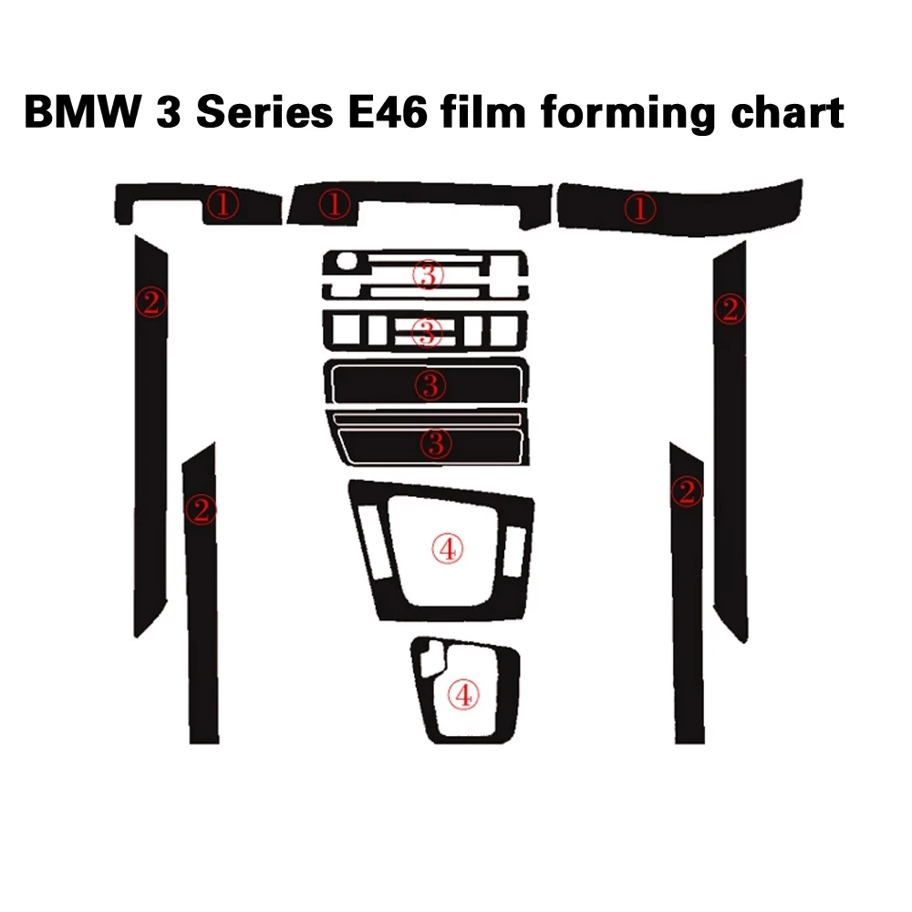 

For BMW 3 Series E46/ 4 Door Interior Central Control Panel Door Handle Carbon Fiber Stickers Decals Car Styling Accessorie