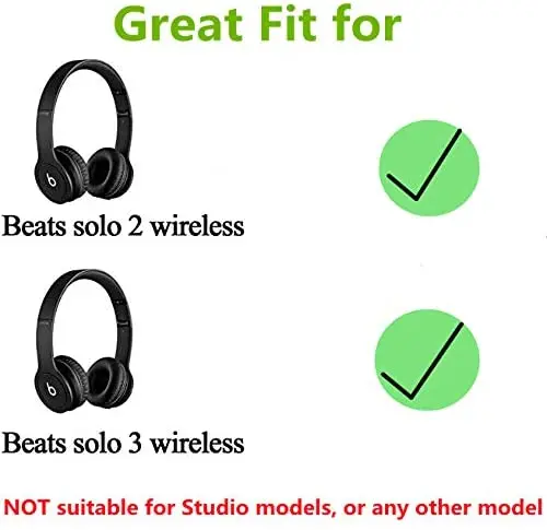 وسائد أذن بديلة Solo 3.0 متوافقة مع سماعات الرأس اللاسلكية Beats Solo2 Solo3