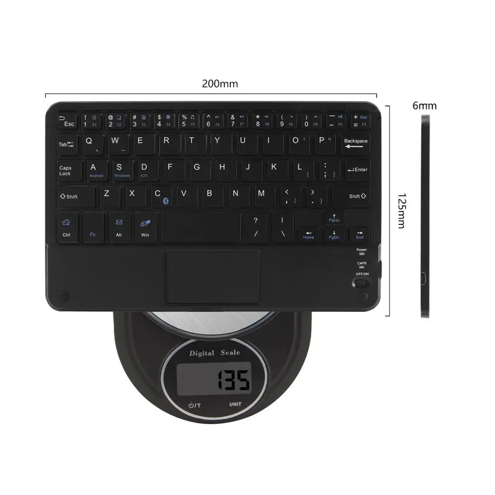 Bluetooth Keyboard Mini Wireless Keyboard Rechargeable BT 5.0 Touch Keypad Ultra-thin Ergonomic Keybord with 59 Keycaps For PC