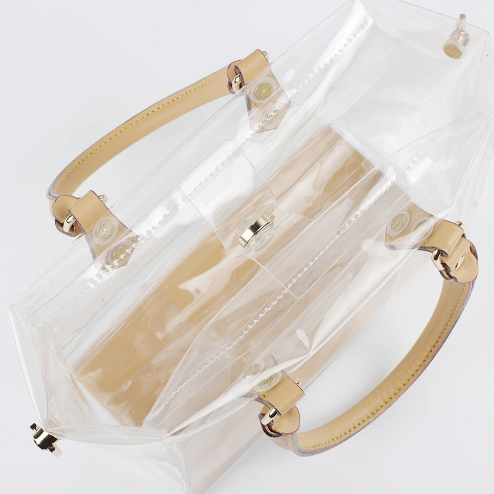 Fashion Leather Shoulder Strap Handmade PVC Bag Accessories Set for Women DIY Handbag Shoulder Clear Tote Bag