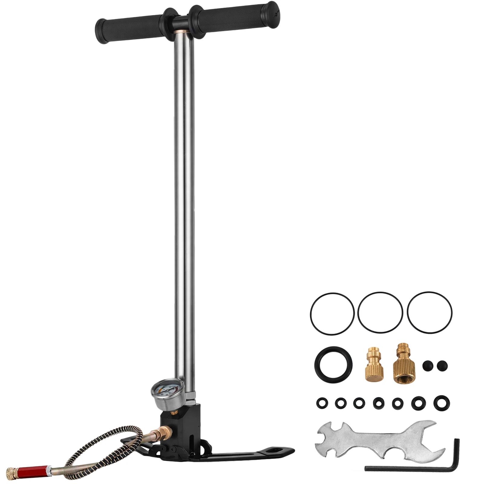 SucceBuy 3-traps PCP-pomp 30MPa 4500PSI manometer lucht handpomp voor auto, fietsband, duikfles, paintball vulling