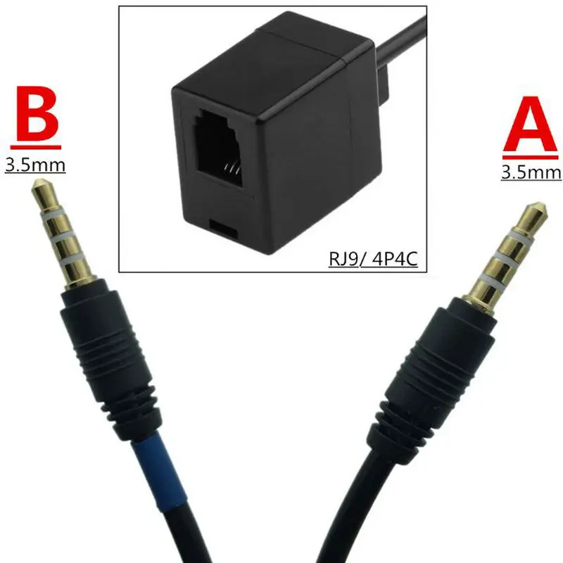 3.5mm Male Jack to RJ9 4P4C Female Converter Wire for Traffic machine to cellphone headset