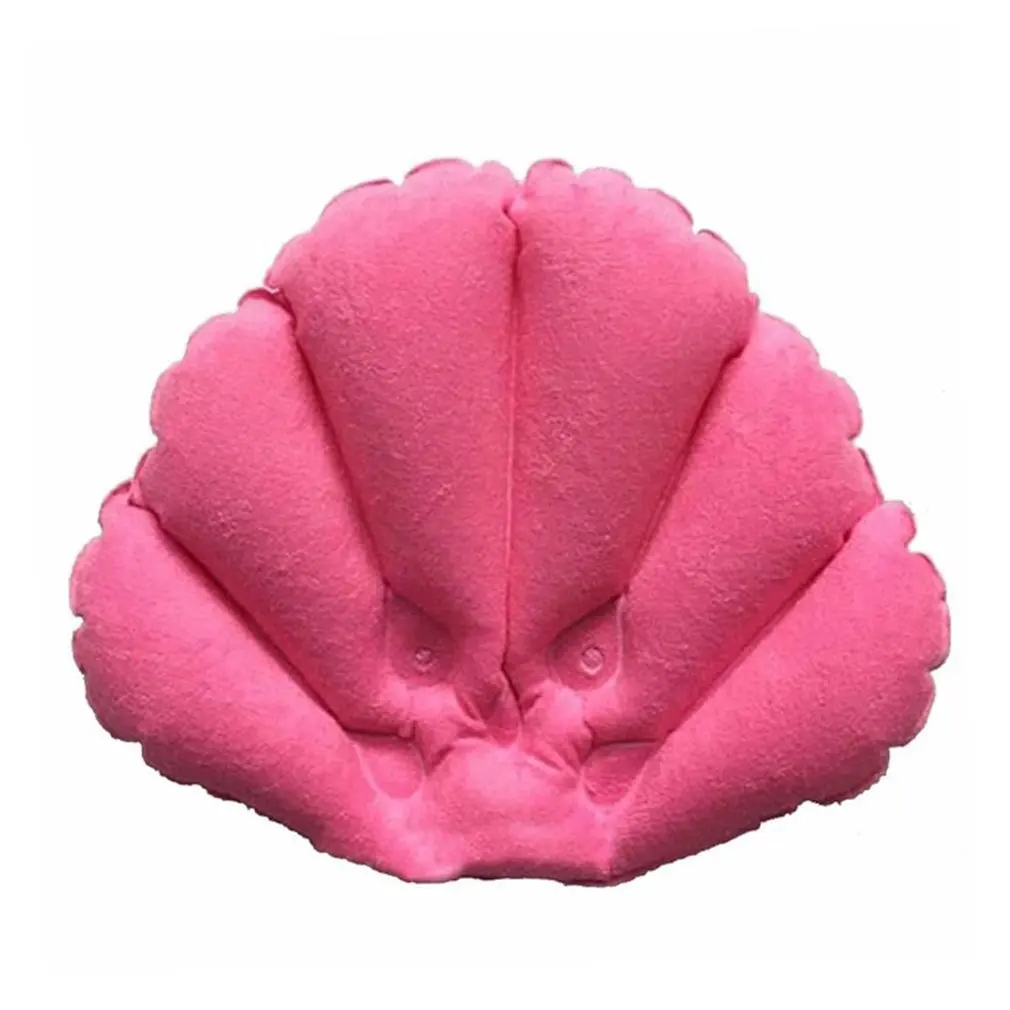 1pc Soft Bathroom Pillow Home Comfortable Spa Inflatable Bath Cups Shell Shaped Neck Bathtub Cushion Inflatable Bath Pillow