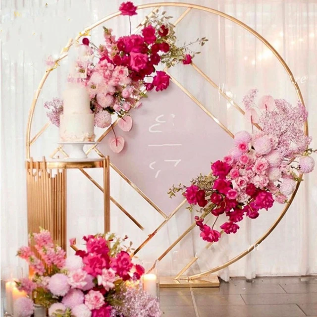 

1pcs)Elegant Round gold painted Stainless Steel Flower Wall Party Decorations Wedding Backdrop Design yudao1135