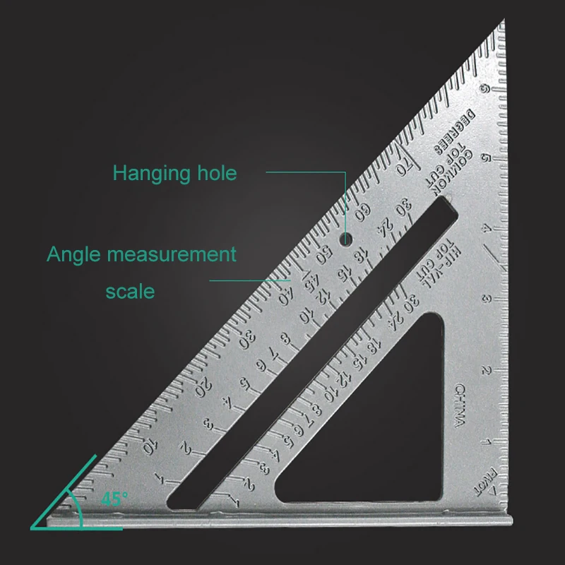 Triangle Rule 90 Degree Thickening Angle Rule Aluminum Alloy Carpenter Measurement Alloy Carpenter Measurement Square Ruler Tool