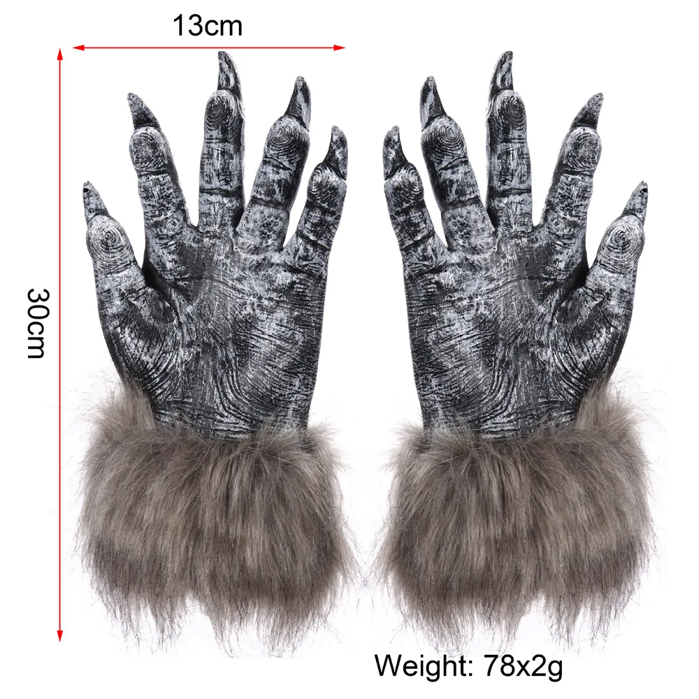 Roleparty Gloves Gift Cosplay Halloween Werewolf Ghost Festival Hairy Beast  Simulation Wolf Claw  Drop Shipping