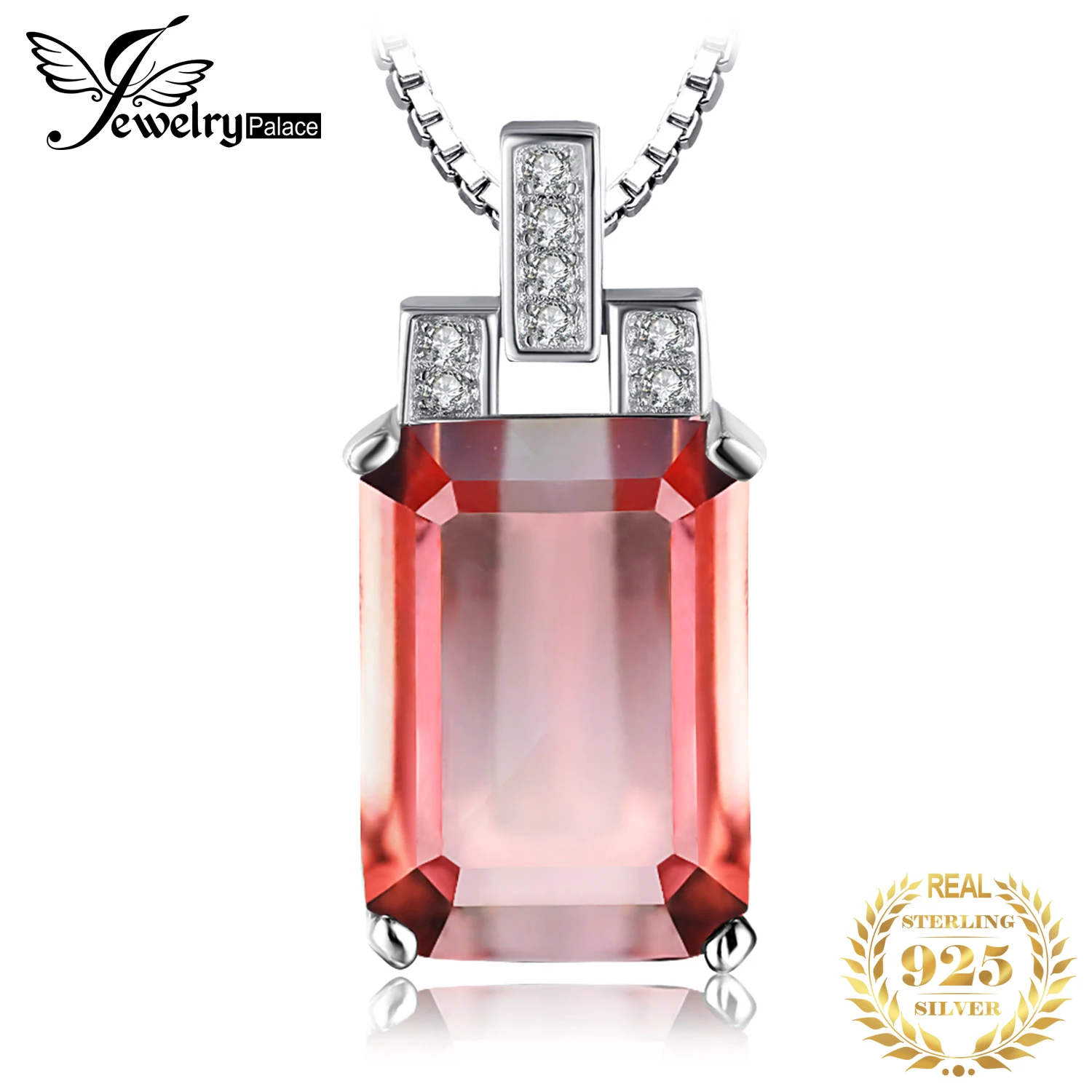 JewelryPalace 6ct Emerald Cut Nano symulowane zultanit zmienia kolor Diaspore naszyjnik 925 srebro bez łańcucha