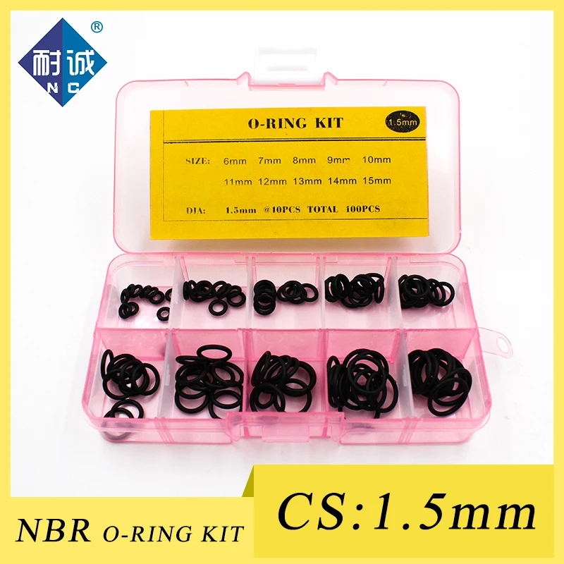 

Thickness 1.5mm Rubber Ring NBR O Ring Seal Nitrile Sealing O-rings NBR Washer oring set Assortment Kit O Ring Set