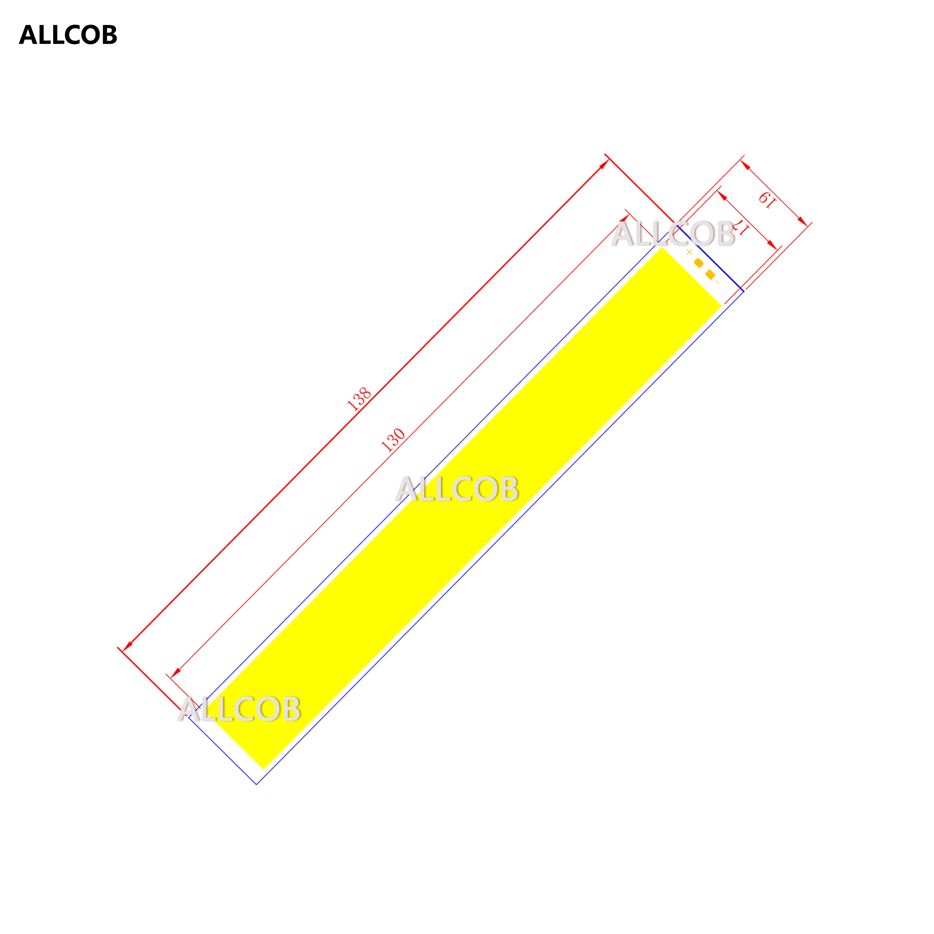 [ALLCOB] new 138mm 19mm LED COB Strip 9W 9V DC Cold white COB LED source for DIY Bicycle work lamp light