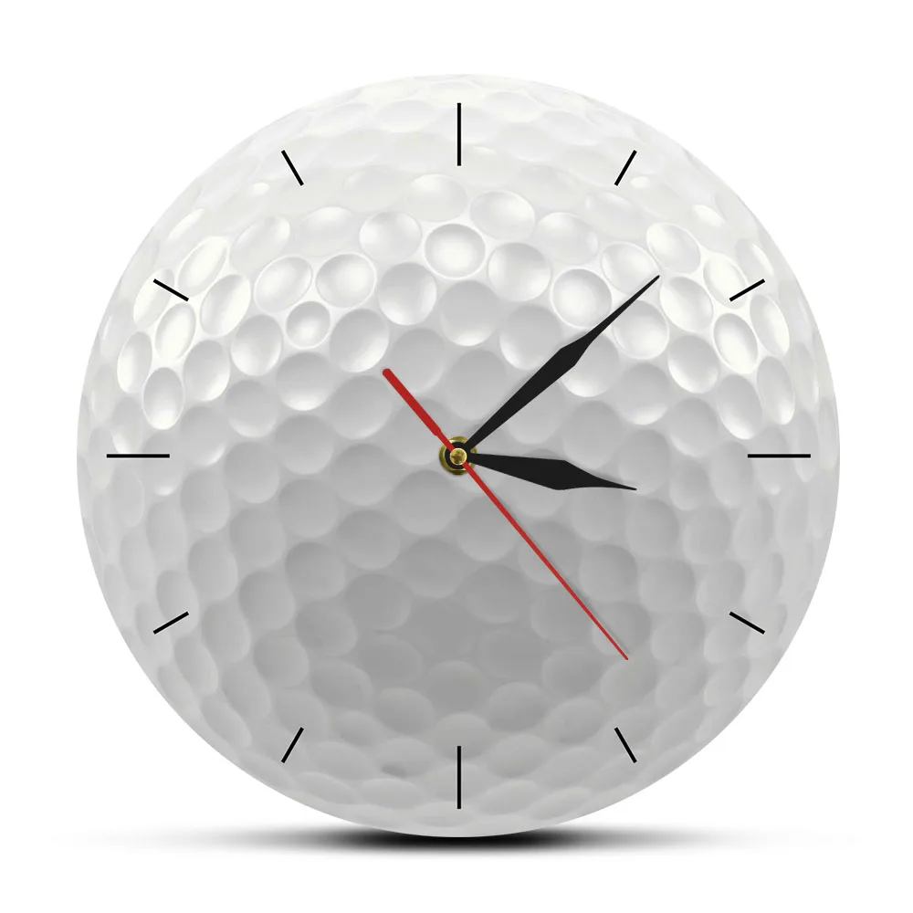 

Golf Ball Round Frameless Wall Clock Silent Non Ticking 3D Vision Decorative Wall Watch Sports Golf Club Wall Art Golfers Gift