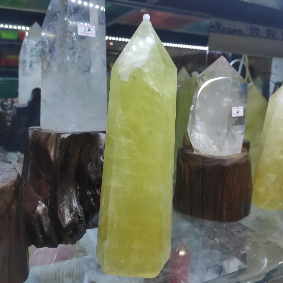 Natural Citrine Crystal Point Healing Obelisk Yellow Quartz Wand Beautiful Ornament for Home Decor Reiki Stone Pyramid