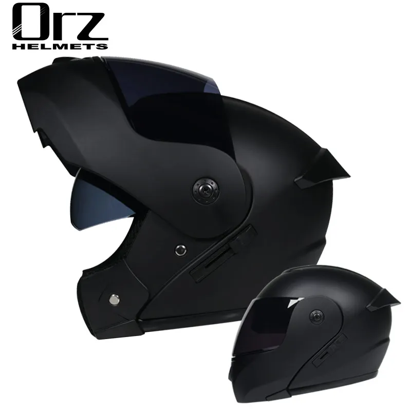 Neuester DOT-zugelassener, sicherer, modularer Flip-Motorradhelm Voyage Racing Dual Lens Helm Innenvisier Orz-161
