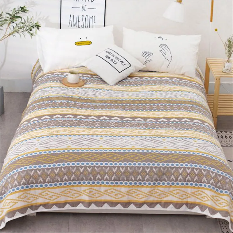 Luxury Multi-Purpose Soft 6 Layer Gauze Cotton Bedspread Sofa Bed Jacquard King Queen Single Double Bedroom Bedspread Coverlet