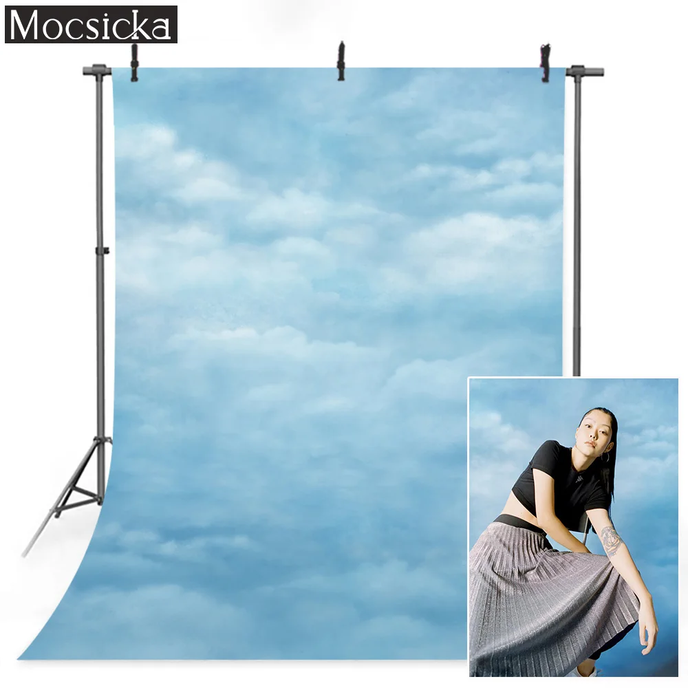 Céu azul pano de fundo fotografia nuvem branca adulto retrato fundo decorações criança bolo aniversário quebra casamento photocall estúdio