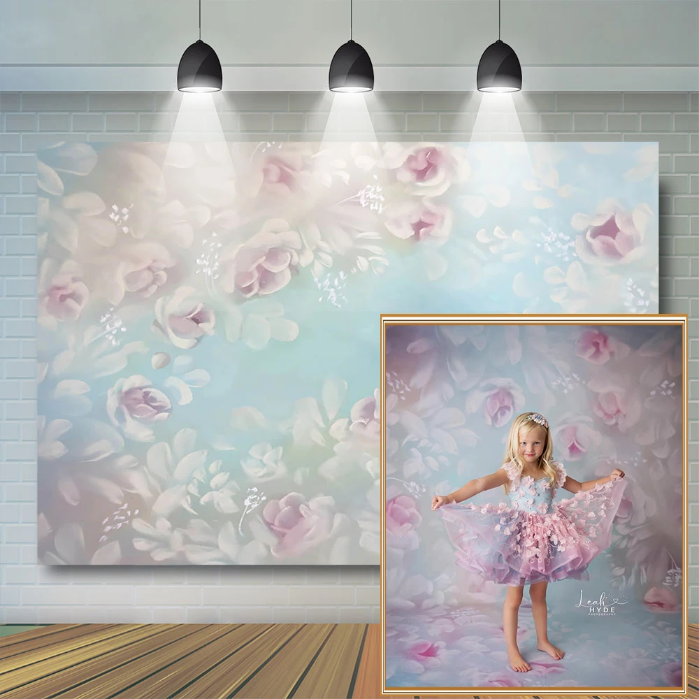 Floral Photography Backdrop Girl Artistic Photo Background Newborn Baby Cake Smash Portrait Background Girl's Birthday Backdrop