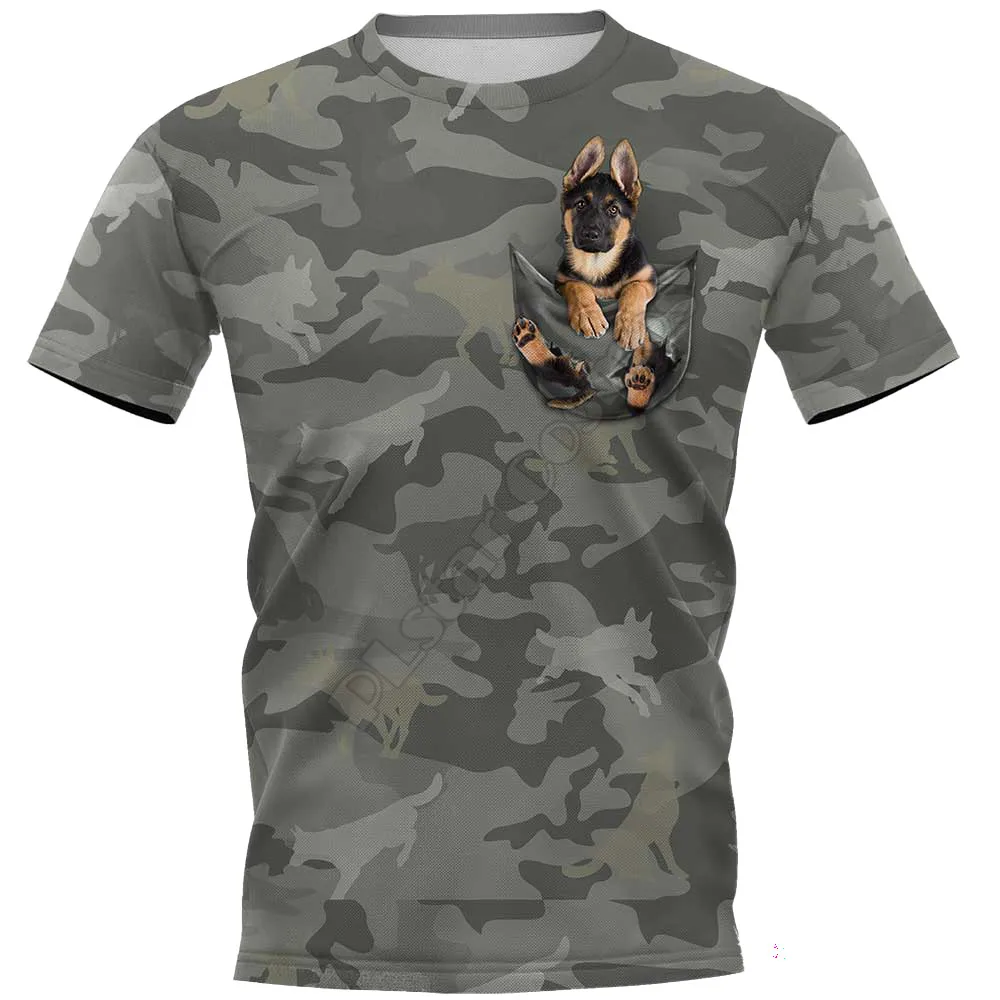 

Camouflage German Shepherd 3D Printed t shirts women for men Summer Casual Tees Short Sleeve T-shirts Funny Animals Short Sleeve