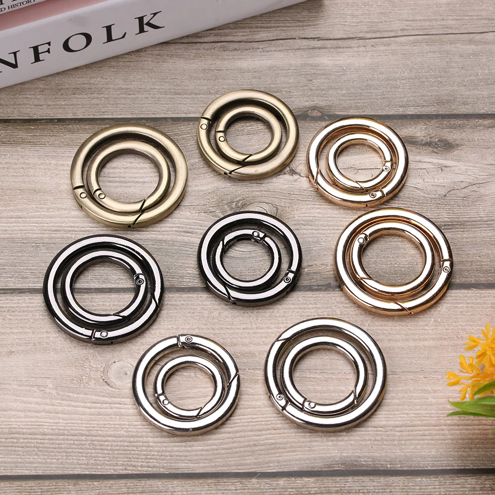 1Pc Zinc Alloy Plated Gate Snap Clasp Clips Spring O-Ring Buckles Oval Round Push Trigger Snap Hooks Purses Handbags Carabiner