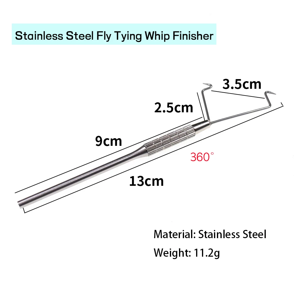 WIFREO 1PC Stainless Steel Fly Tying Whip Finisher Brass Rotating Fishing Fly Tying Tool Dry Fly Nymph Knotting Tools