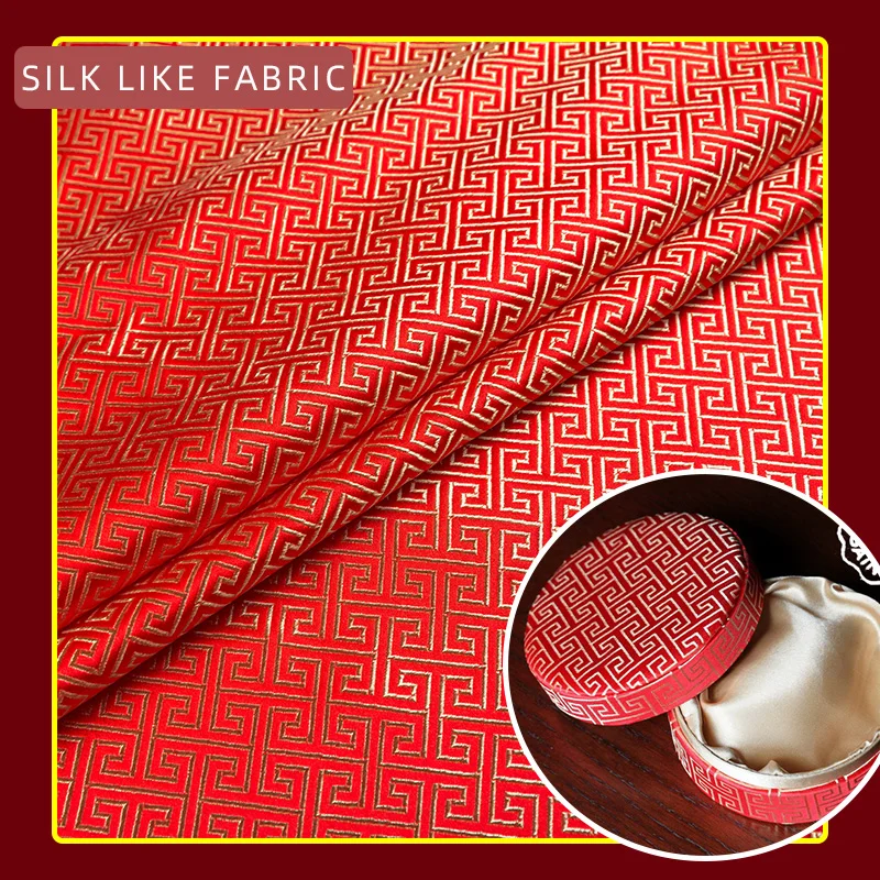 Chinese brocade imitation silk fabric for dress designer sewing cheongsam and kimono damask jacquard patchwork clothing material