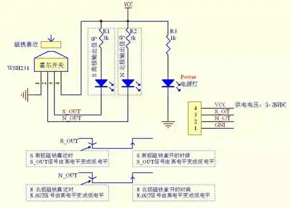 WSH231 Dual Output Can Identify the Polarity of the Magnet Hall Sensor Switch Module Count and Measure