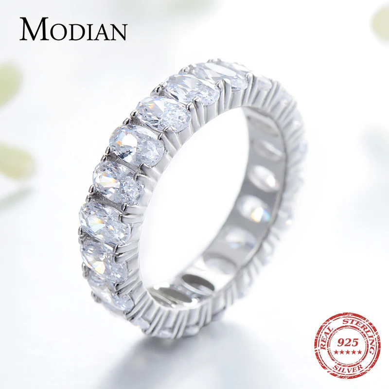 Modian New 100% 925 Sterling Silver Classic Oval Sparkling Finger Ring For Women Luxury AAAAA CZ Wedding Engagement Fine Jewelry