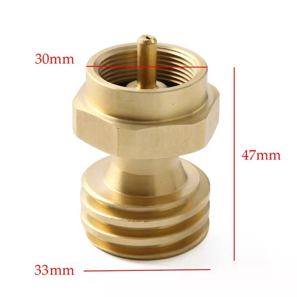 Solid Brass Camping Stove Burner Adapter 1LB/16.4oz Propane Connector 1LB to 20LB Adapter 1\'\'-20 Male Throwaway Cylinder Thread