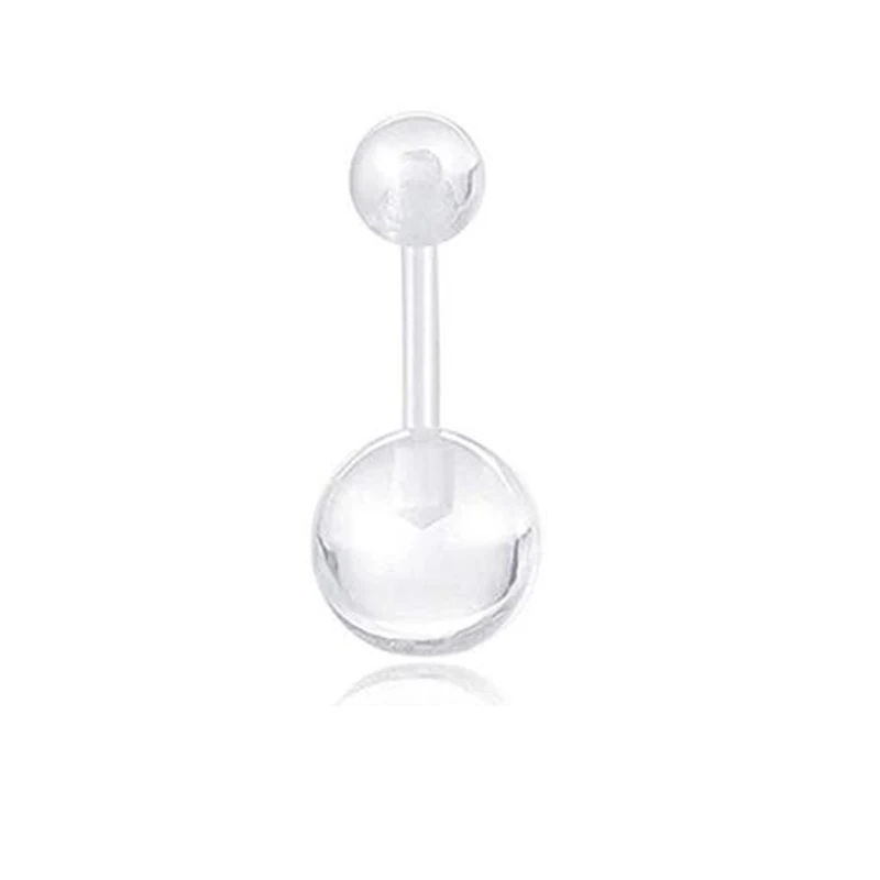 

TIANCIFBYJS Clear Acrylic Boiflex Navel Piercing Flower Pendant Belly Button Rings Belly Piercing Body Jewelry