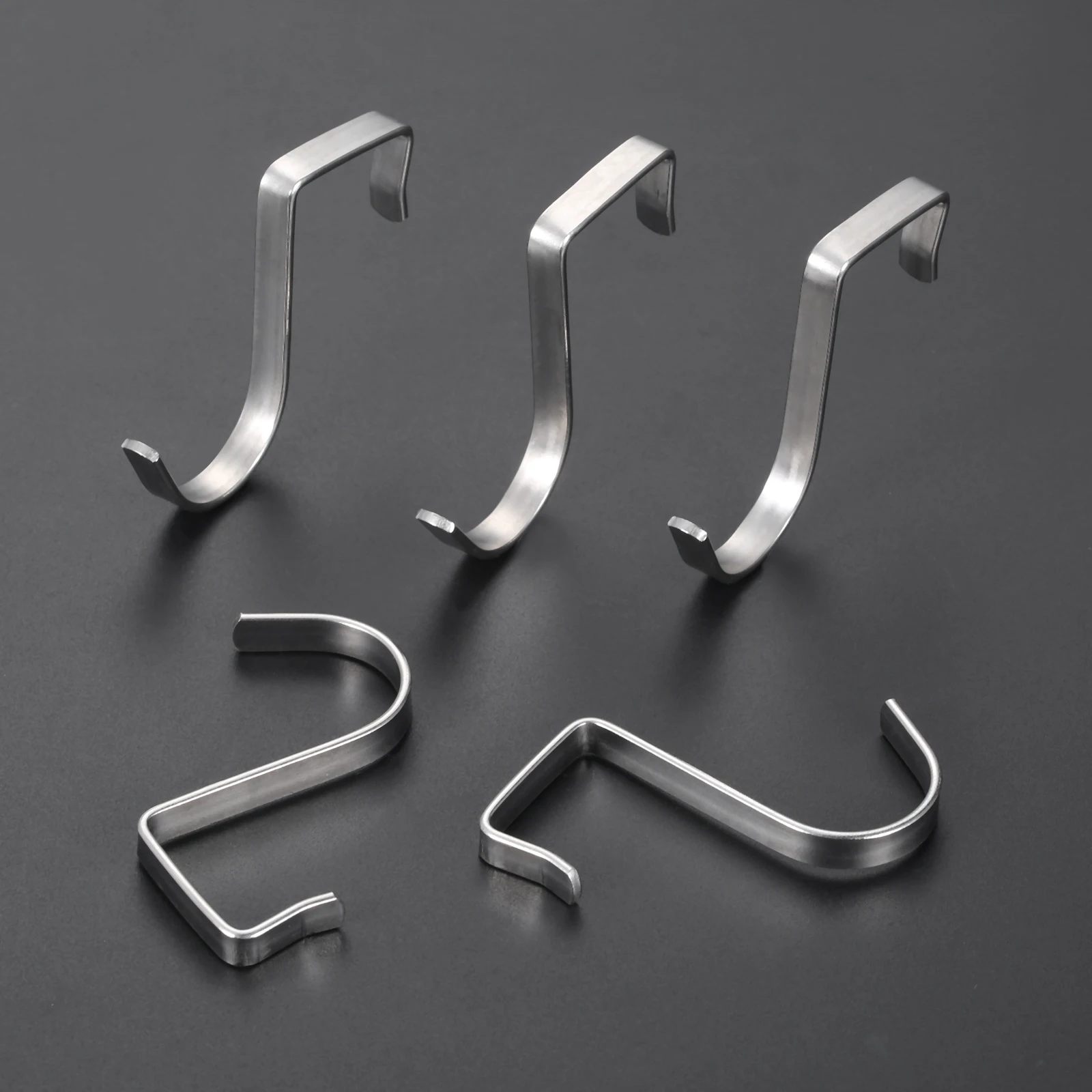 5 PCS Flat S Hooks Metal Silver S Shaped Hanging Hooks for Kitchen Bathroom Bedroom and Office Home Storage 45*20mm