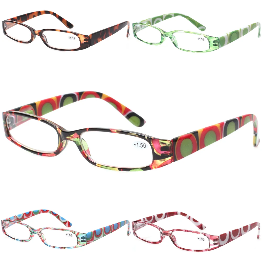 

Henotin Reading Glasses Spring Hinge Women's with Pattern Print Decorative Eyeglasses HD Prescription Eyewear 0~600