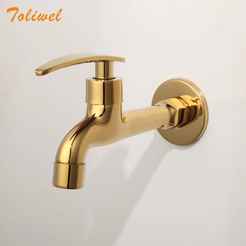 Laundry Bathroom Wetroom Faucet Wall Mount Cold Water Faucet Sink Tap Spigot Bibcocks Water tap Gold Color