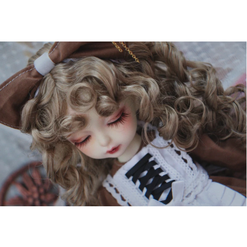 BJD doll clothes suitable for 1/4 1/6 Size Coffee Retro Maid Dress with Bow Lo Dress 4 Piece Doll Accessories