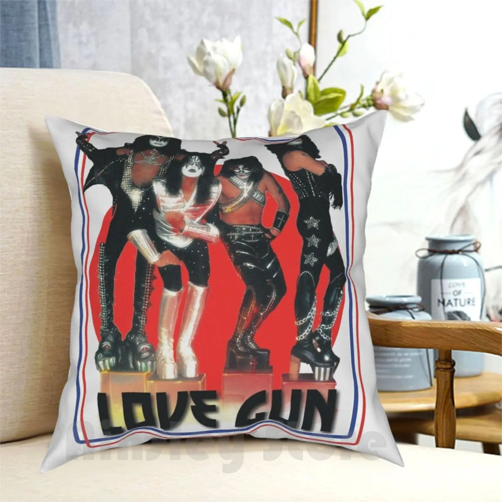 Love Gun Kiss Band Pillow Case Printed Home Soft DIY Pillow cover Kiss Kiss Fan Art Kiss Band Kiss Music Kiss The Band Love