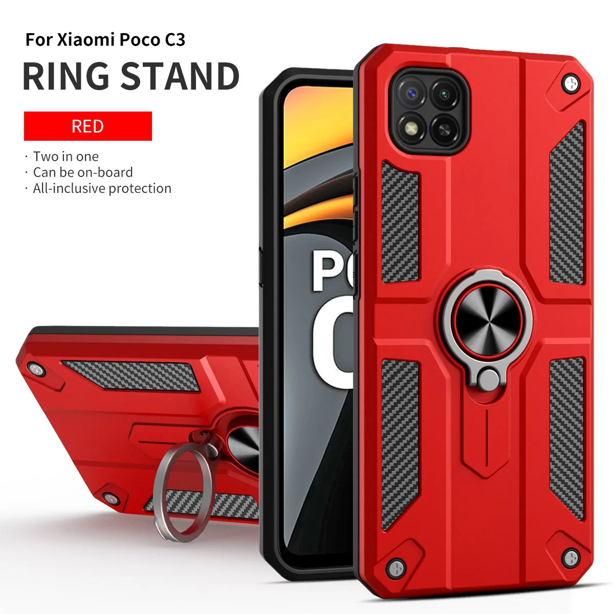 Shockproof Armor Phone Case For XIAOMI POCO X3 C3 F3 10LITE 10I  Stand Magnetic Ring Kickstand Bumper Hard PC Cove