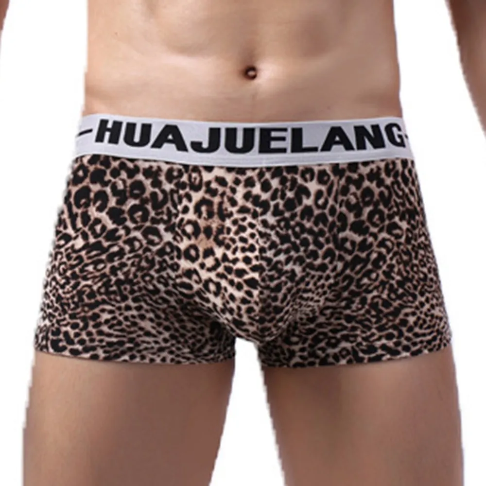 Leopard Shorts Men Underwear Seamless Convex Pouch Underpant Elasticityshort Male Trunks Wild Style Panties A30