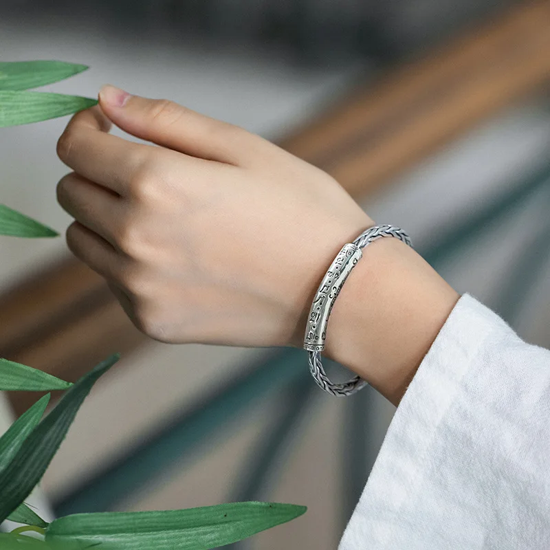 XIYANIKE Silver Color Vintage Adjustable Open Cuff Bracelet Bangles For Men Women Jewelry Gift Unisex Accessories Hip Pop